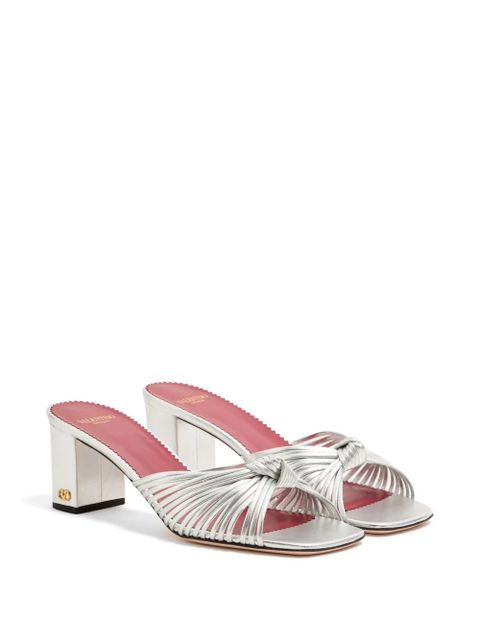 Valentino Garavani Annet slide sandals in laminated nappa 60mm - Silver - zdjęcie produktu nr 2