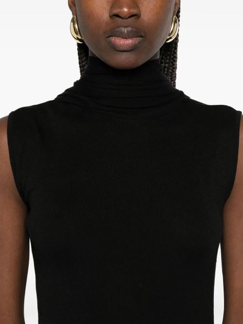 Aya Muse attached-scarf midi dress - Black