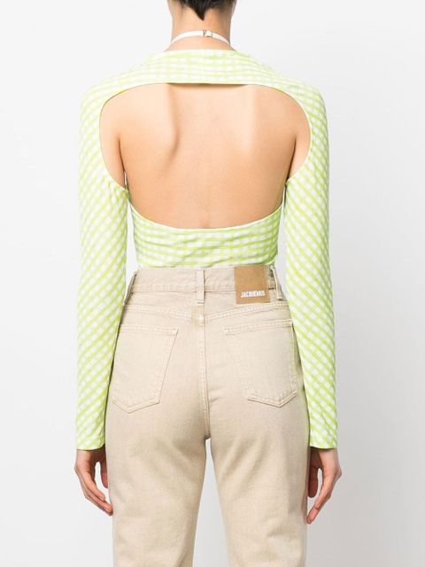 Jacquemus check-print cut-out bodysuit - Green