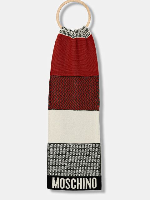 Moschino szalik z wełną kolor zielony wzorzysty M3337 30837 - zdjęcie produktu nr 1