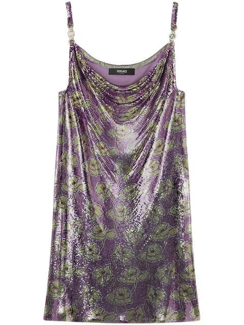 Versace Poppies Metal Mesh mini slip dress - Purple - zdjęcie produktu nr 1