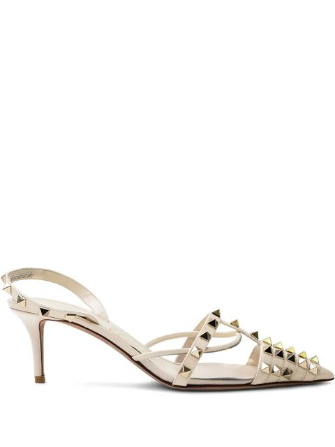 Valentino Garavani studded-embellishment sling-back pumps - White