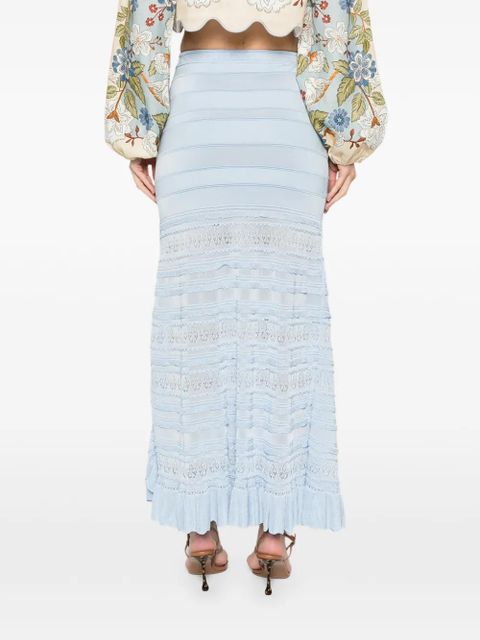 SANDRO textured ruffled midi skirt - Blue