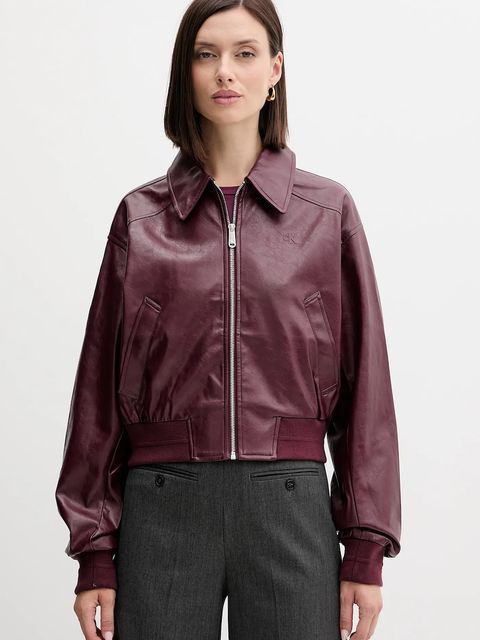 Calvin Klein Jeans kurtka kolor bordowy przejściowa LV047C518G - zdjęcie produktu nr 1