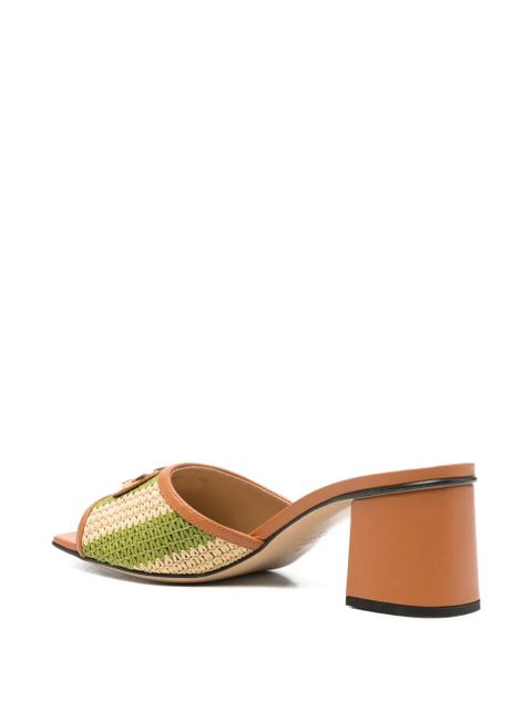 Valentino Garavani logo-appliqué striped sandals - Neutrals
