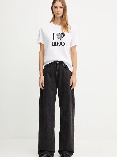 Liu Jo t-shirt bawełniany damski kolor biały MF5345 JS923 - zdjęcie produktu nr 2