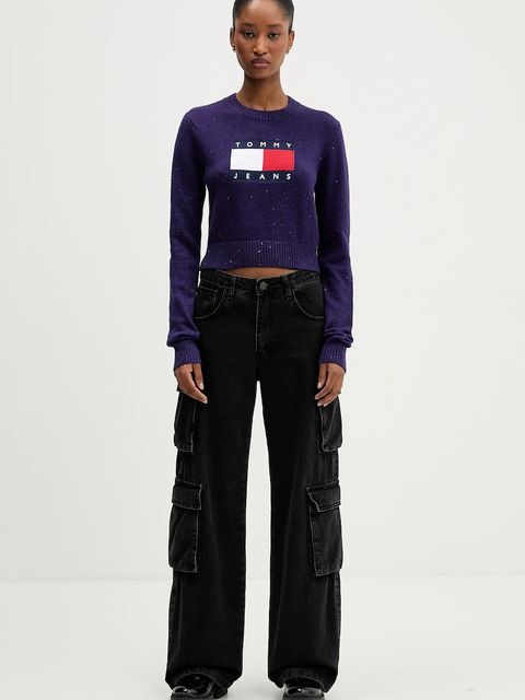 Tommy Jeans sweter damski kolor fioletowy DW0DW21690