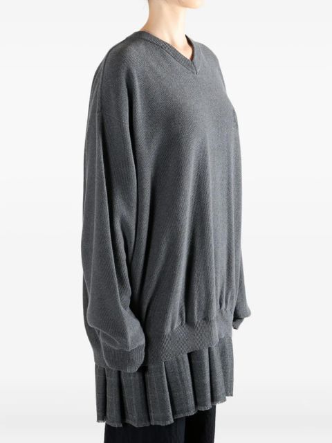 Balenciaga V-neck pleated dress - Grey