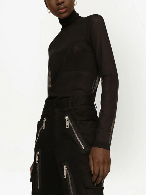 Dolce & Gabbana sheer half-zip mesh top - Black