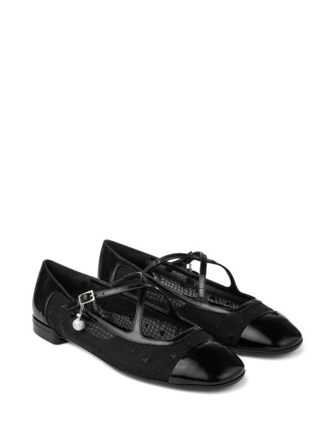 Jimmy Choo Eleri cross-strap mesh ballet flats - Black - zdjęcie produktu nr 2