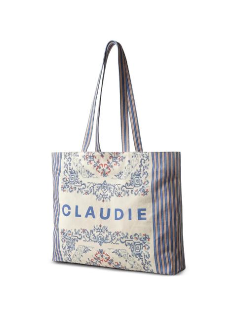 Claudie Pierlot figurative-pattern logo-print beach bag - Neutrals
