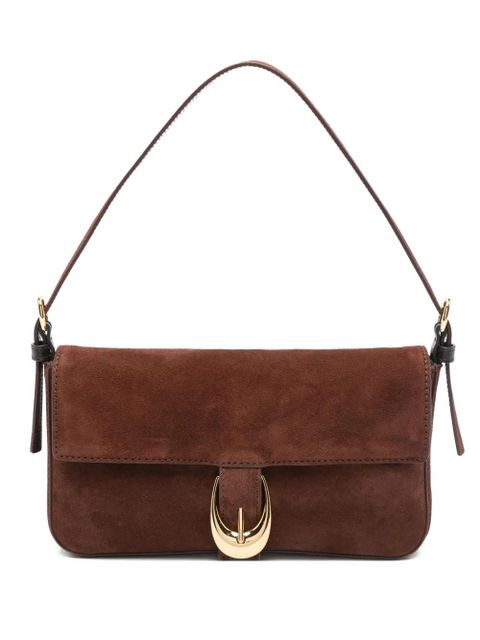 STAUD Harlow buckled suede shoulder bag - Brown - zdjęcie produktu nr 1