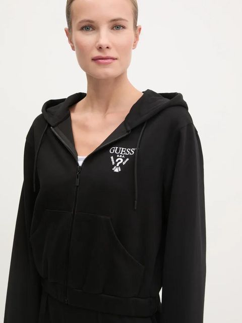 Guess bluza ROBERTA damska kolor czarny z kapturem z aplikacją V5RQ20 KC3D2 - zdjęcie produktu nr 2