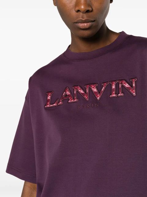 Lanvin logo-appliqué cotton T-shirt - Purple