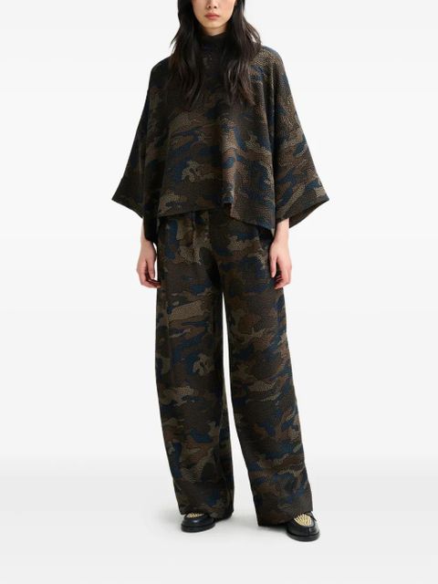 Essentiel Antwerp camouflage-pattern high-neck blouse - Brown