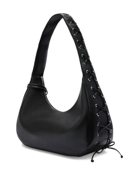 GANNI Hobo medium laces shoulder bag - Black