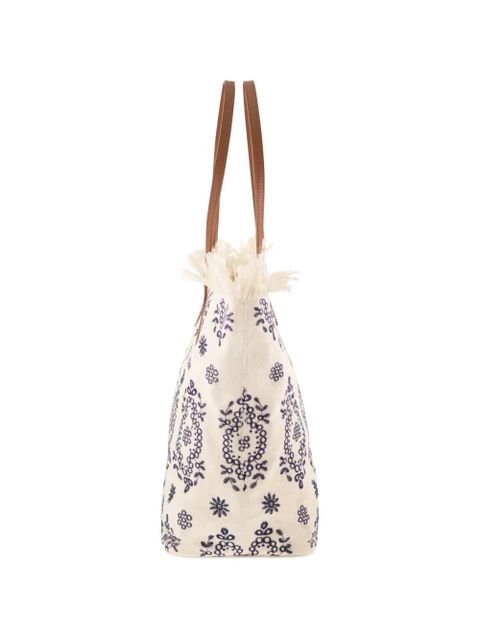 MC2 Saint Barth embroidered frayed-edge tote bag - Neutrals
