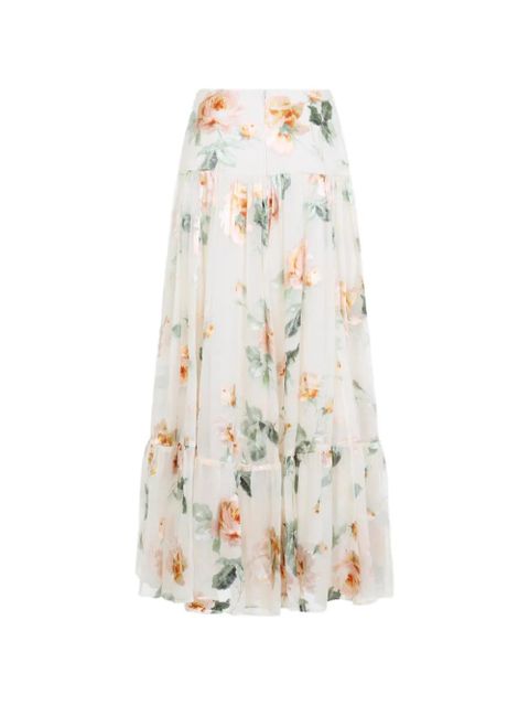 ZIMMERMANN Carousel Burnout floral-print tiered skirt - Neutrals - zdjęcie produktu nr 2