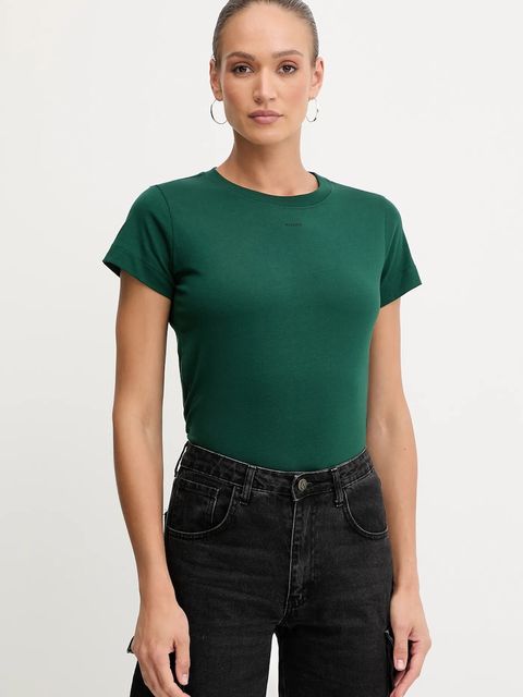 Pinko t-shirt bawełniany damski kolor zielony 100373 A2RE - zdjęcie produktu nr 1