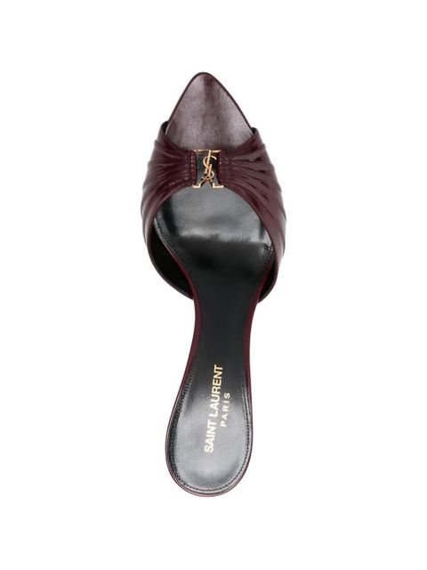 Saint Laurent Babylone gold-tone pleated sandals - Red