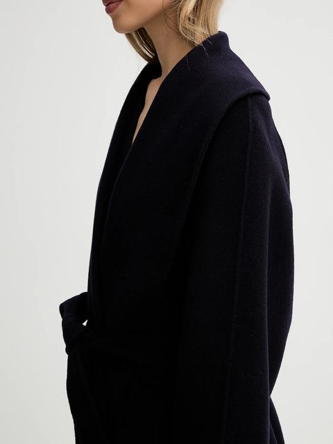 Liviana Conti płaszcz wełniany kolor granatowy F5WW70