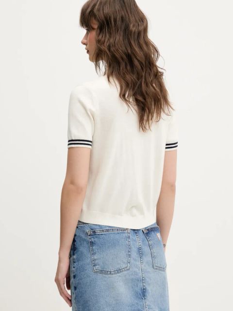 Guess Jeans polo z domieszką wełny damski kolor beżowy W5GR03 Z3HO2