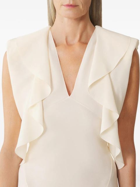 Lanvin ruffled V-neck maxi dress - Neutrals