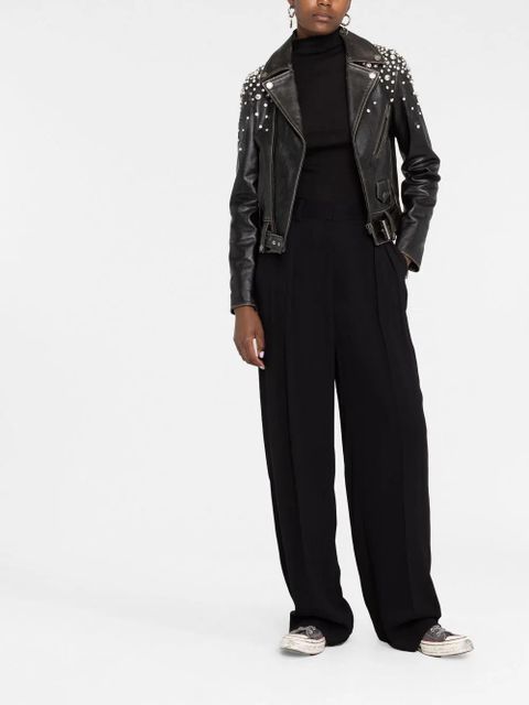 Golden Goose crystal-embellished leather jacket - Black