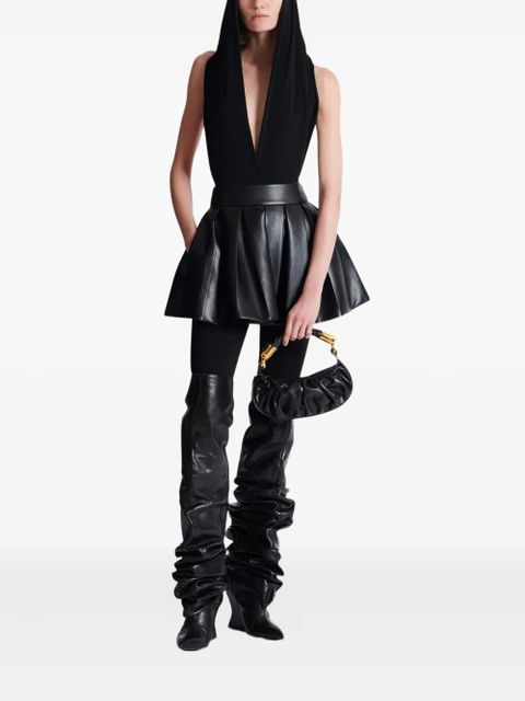 Balmain pleated faux-leather mini skirt - Black