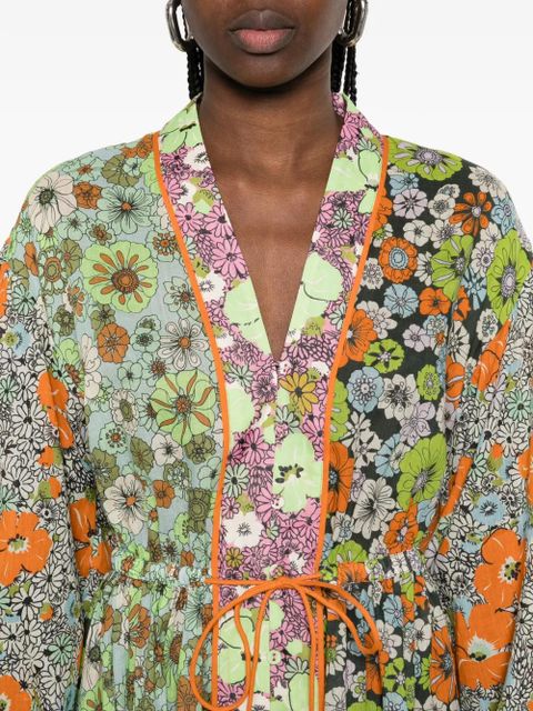 ALEMAIS mini floral print tie dress - Green