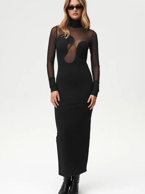 Undress Code sukienka kolor czarny maxi dopasowana 1061