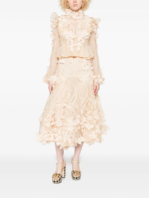 ZIMMERMANN floral-applique midi skirt - Neutrals - zdjęcie produktu nr 2