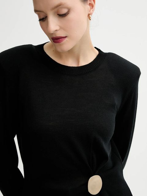 Simona Corsellini sweter wełniany damski kolor czarny lekki A25CPMGE0301 - zdjęcie produktu nr 2