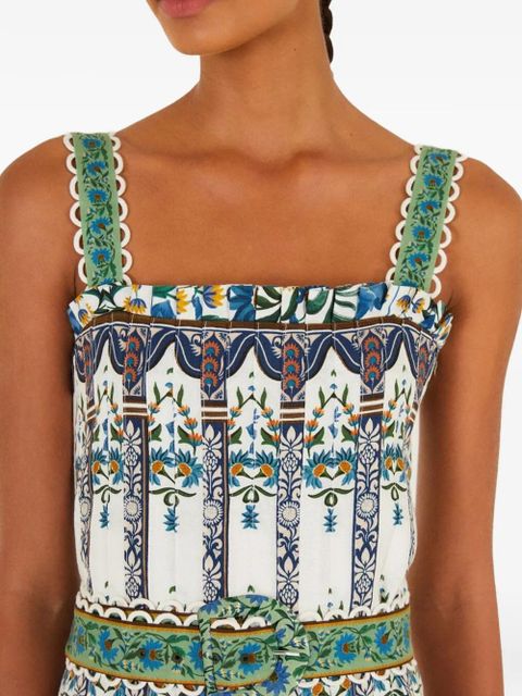 FARM Rio floral belted midi dress - White