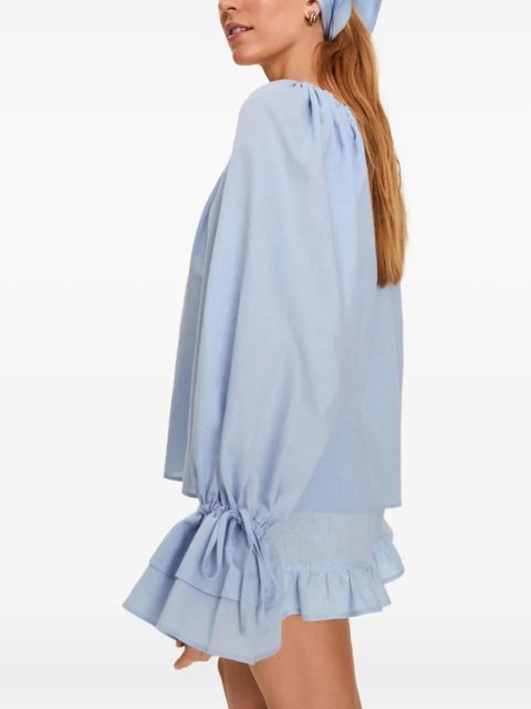Sleeper Cha Cha ruffled-hem shorts set - Blue
