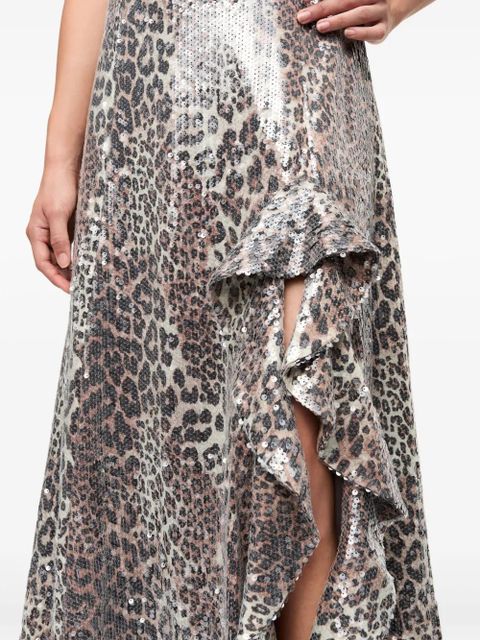 GANNI leopard-print dress - White