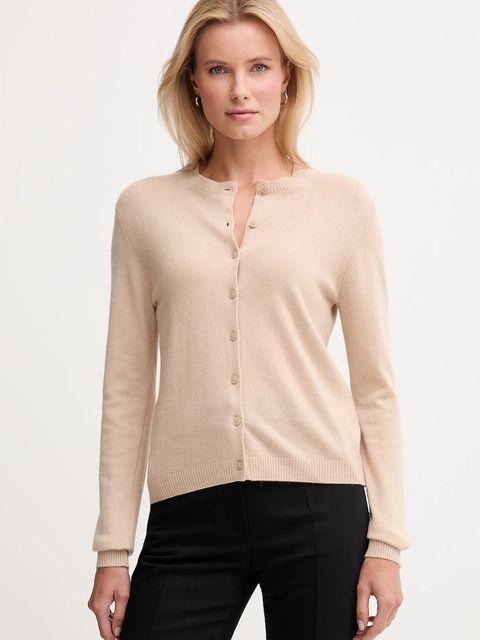 United Colors of Benetton kardigan z dodatkiem wełny damski kolor beżowy lekki 102HD502B - zdjęcie produktu nr 1