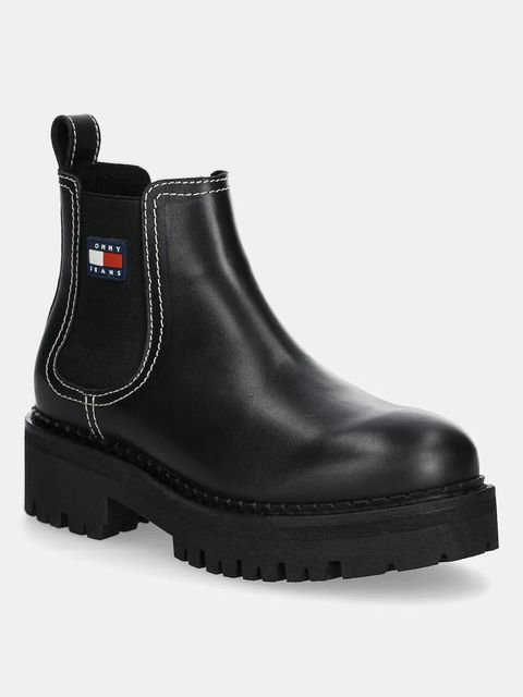 Tommy Jeans sztyblety skórzane TJW URBAN CHELSEA BOOT damskie kolor czarny na platformie EN0EN02908 - zdjęcie produktu nr 1