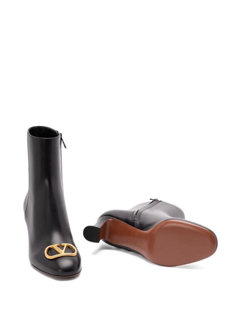 Valentino Garavani 60mm logo-plaque leather boots - Black
