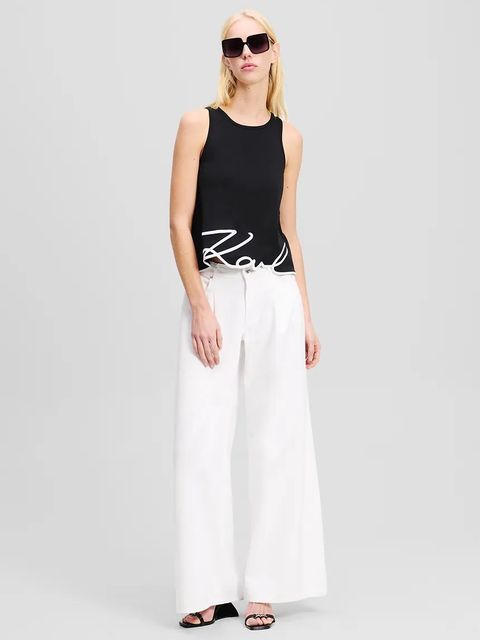 Karl Lagerfeld top bawełniany kolor czarny A2W17066