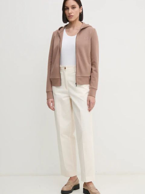 Calvin Klein bluza damska kolor brązowy z kapturem z aplikacją K20K207955