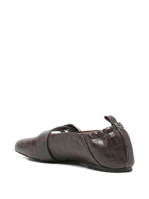 GANNI leather ballet flats - Brown
