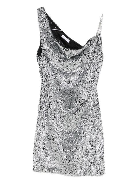AREA sequin-embellished one-shoulder dress - Silver