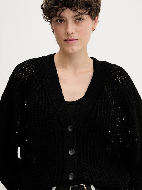Sisley kardigan z dodatkiem wełny damski kolor czarny 1WBZL602U