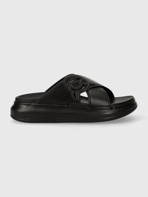 Karl Lagerfeld klapki skórzane KAPRI NFT damskie kolor czarny na platformie KL62504 - zdjęcie produktu nr 2