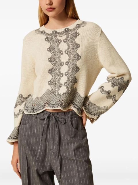 TWINSET patterned knitted top - Neutrals - zdjęcie produktu nr 2