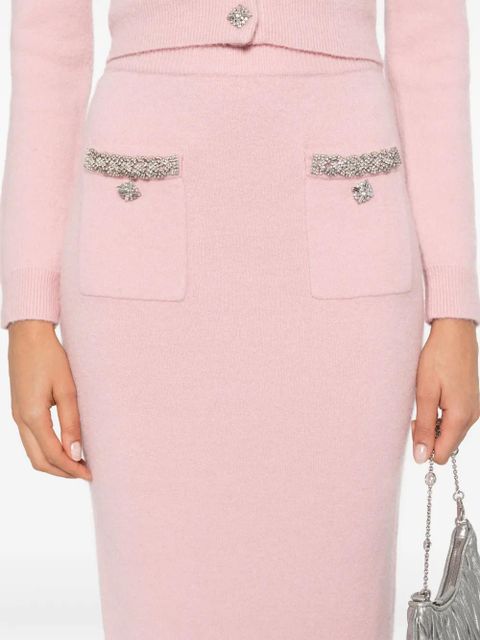 Self-Portrait knitted midi skirt - Pink