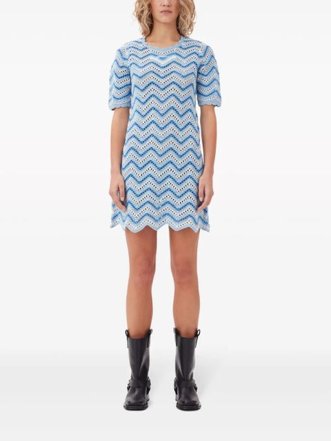GANNI crochet-knit organic cotton minidress - Blue - zdjęcie produktu nr 2