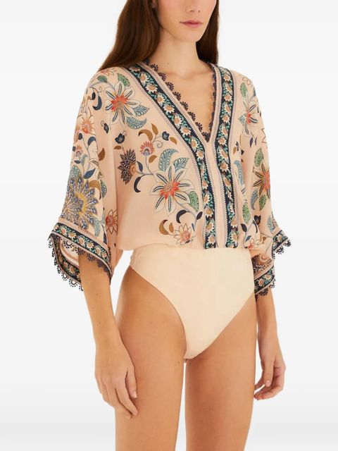 FARM Rio floral V-neck blouse - Pink