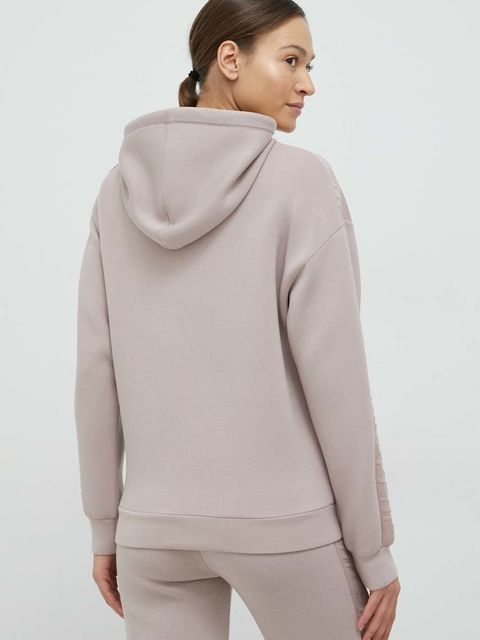 Guess bluza BRENDA damska kolor fioletowy z kapturem z aplikacją V2YQ18 K7UW2